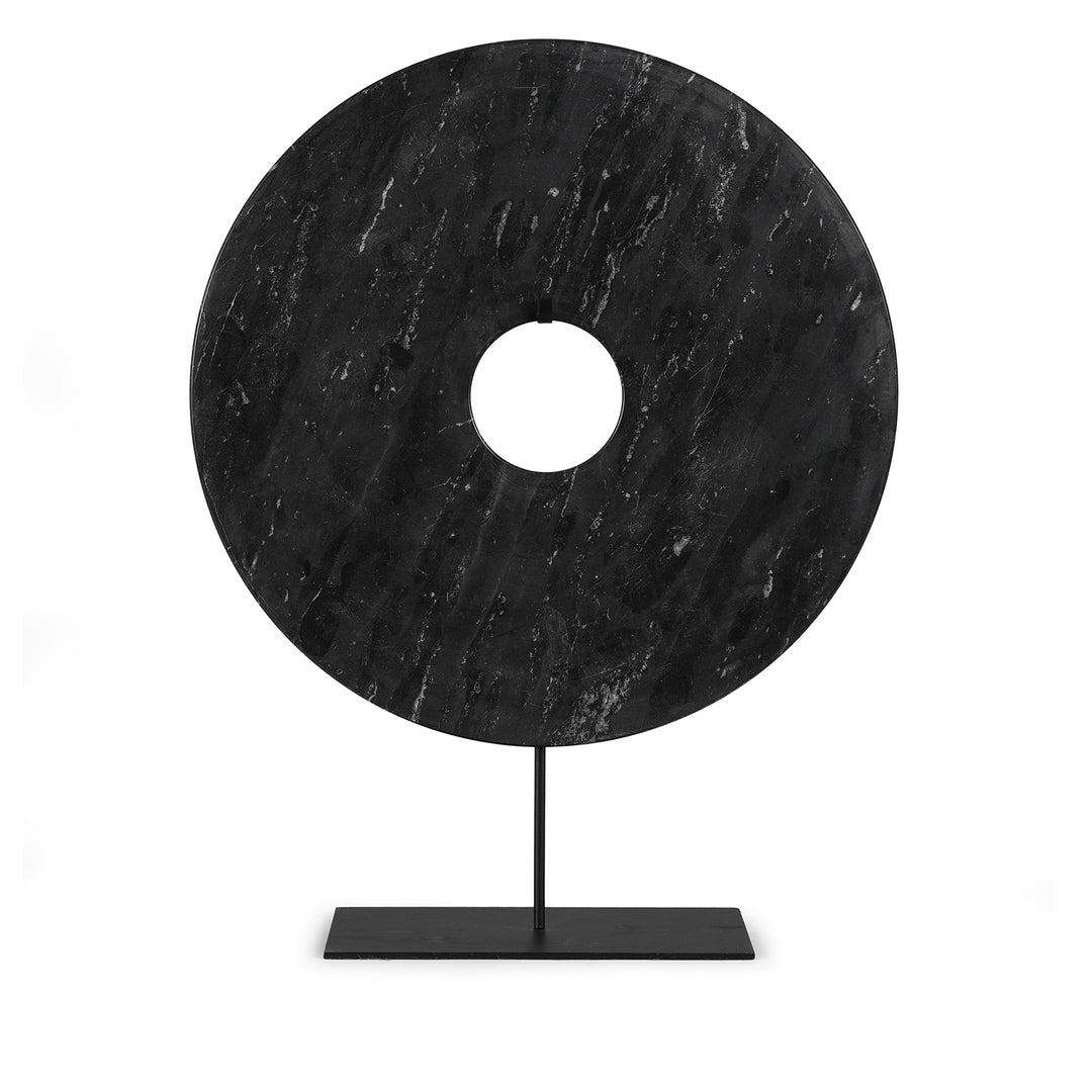 Large Black Polished Marble Bi on Iron Stand | Indigo Antiques