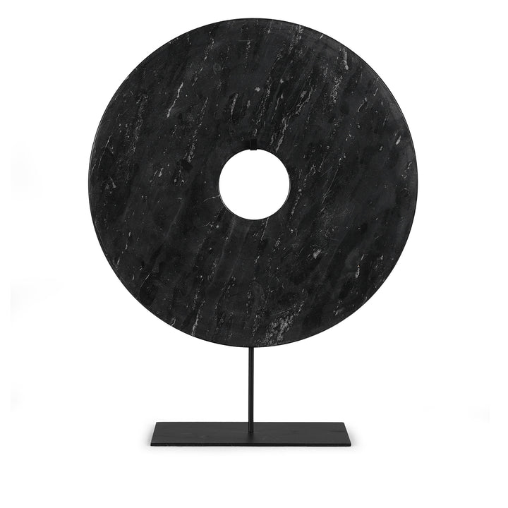 Large Black Polished Marble Bi on Iron Stand | Indigo Antiques