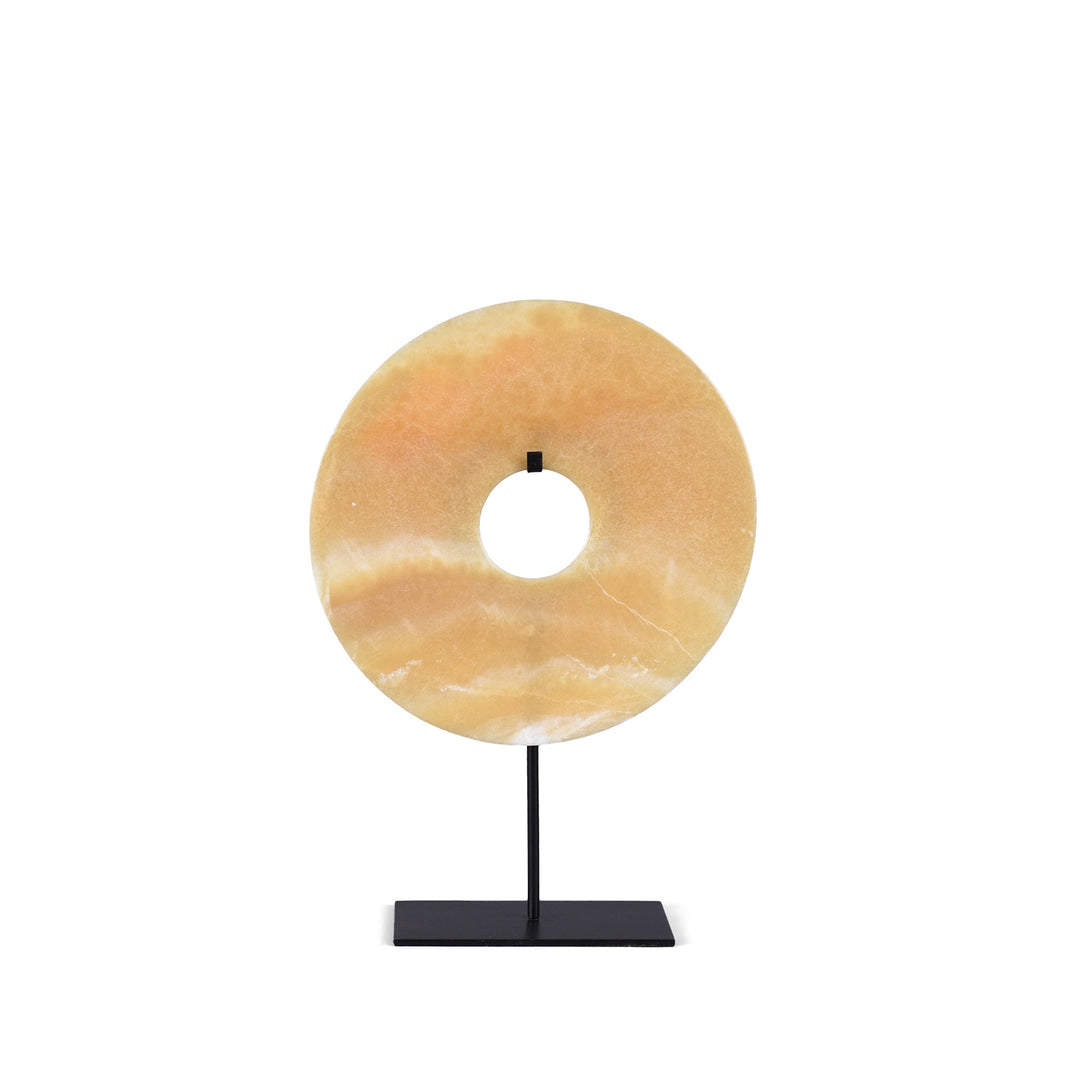 Yellow Polished Marble Bi on Iron Stand | Indigo Antiques