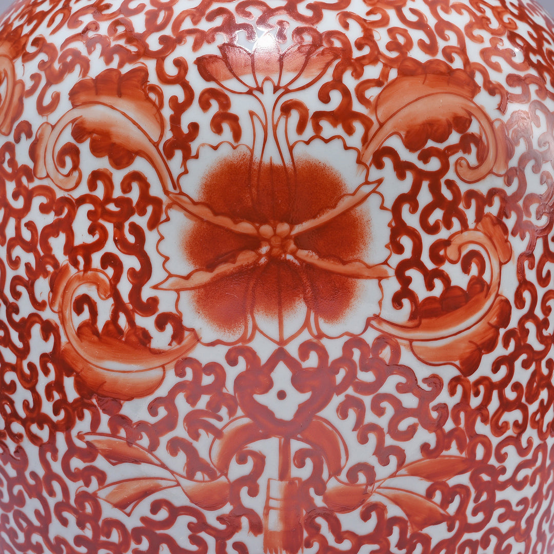 Design Detail From Porcelain Tall Rice Jar - Kangxi Orange Design | Indigo Antiques