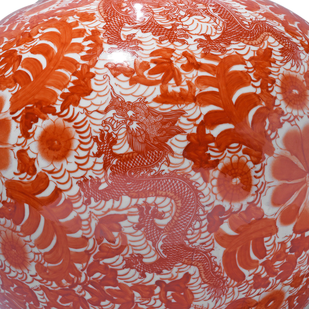 Dragon DetailFrom Large Orange Glaze Porcelain Dragon Vase | Indigo Antiques