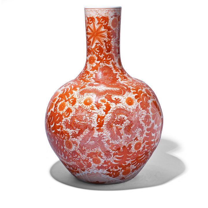Large Orange Glaze Porcelain Dragon Vase | Indigo Antiques