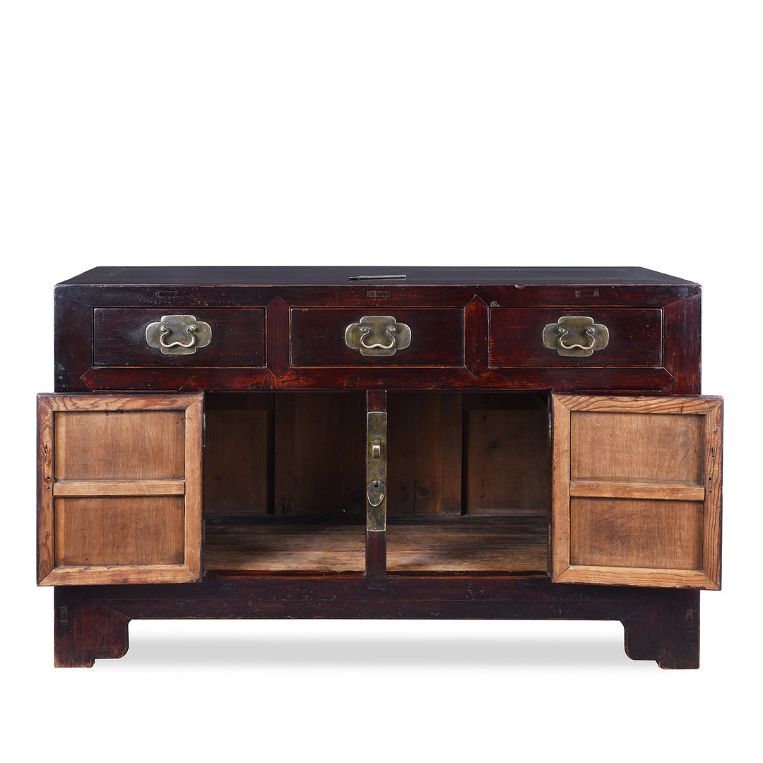 Open Doors View Of Antique Chinese Lacquered Sideboard | Indigo Antiques