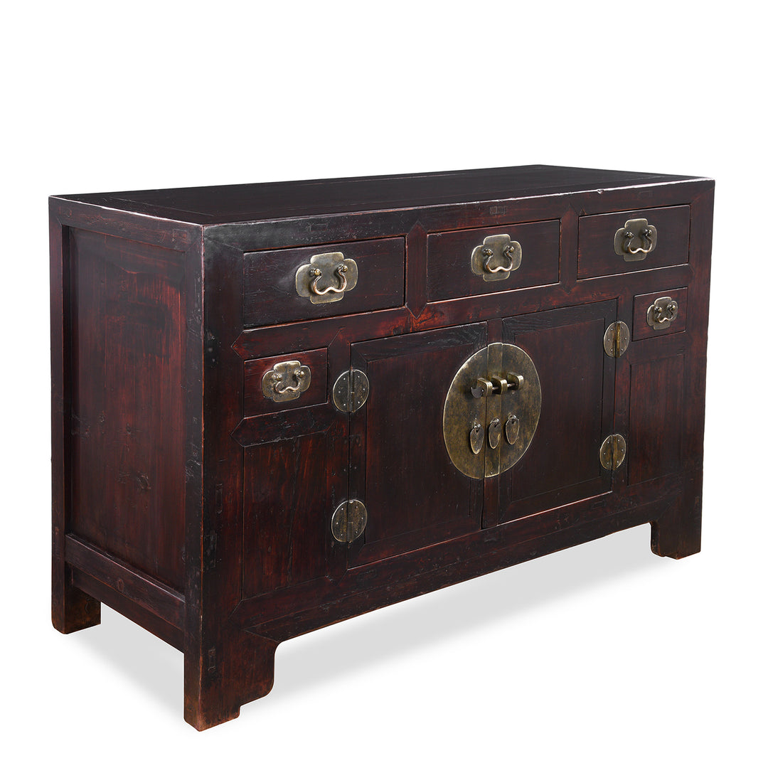 Angled VIew Of Antique Chinese Lacquered Sideboard | Indigo Antiques