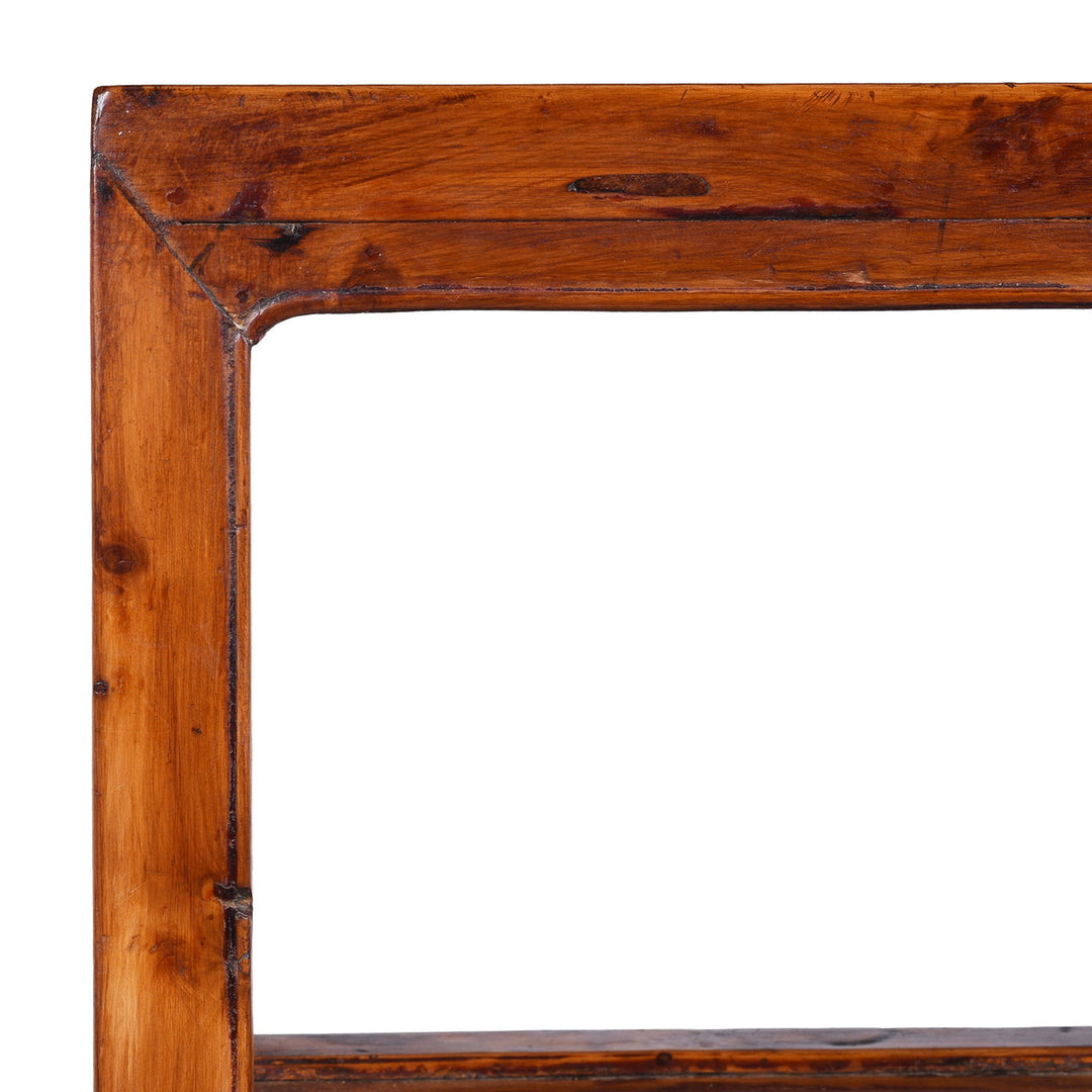 Corner Detail From V1 19th Century Chinese Baimu Cypress Flower Stand With Shelf From Jiangsu Province Antique Furniture