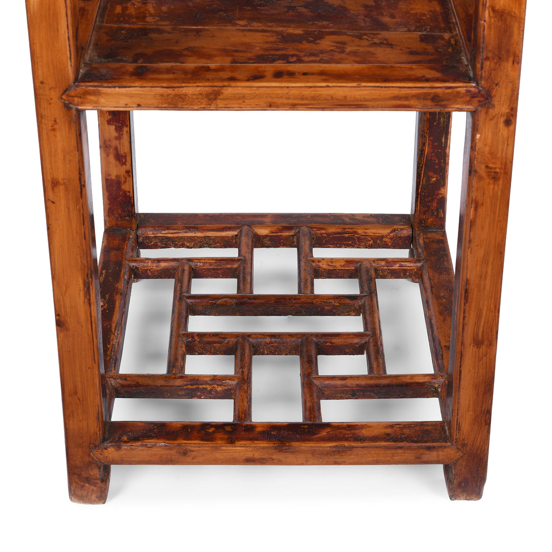 Base Detail From V1 19th Century Chinese Baimu Cypress Flower Stand With Shelf From Jiangsu Province Antique Furniture