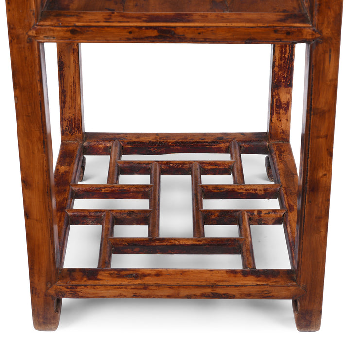 Base Detail From V2 19th Century Chinese Baimu Cypress Flower Stand With Shelf From Jiangsu Province Antique Furniture