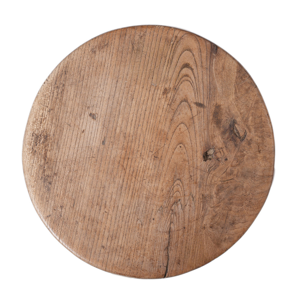 Top Down View Of Antique Chinese Farmhouse Elm Stool | Indigo Antiques