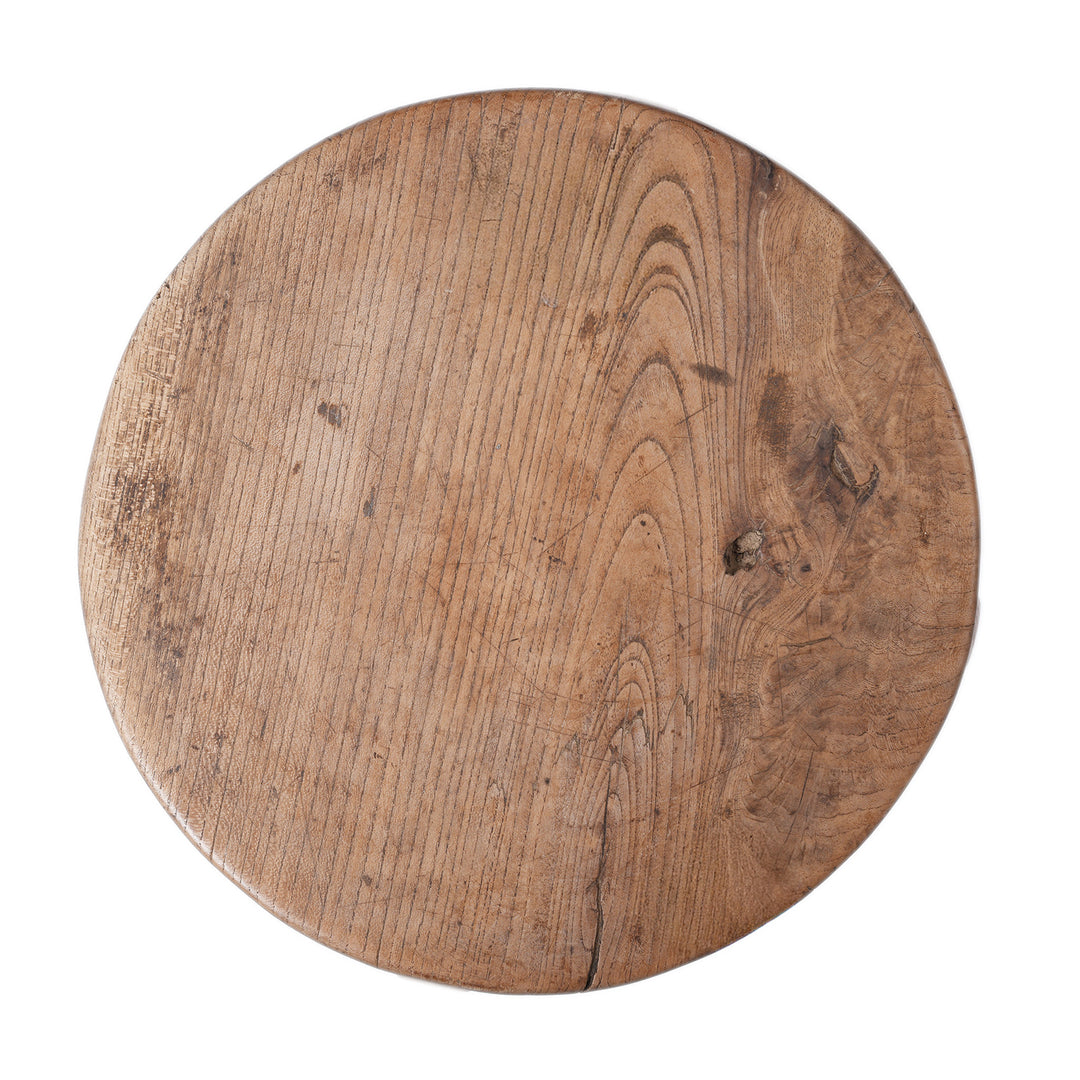 Top Down View Of Antique Chinese Farmhouse Elm Stool | Indigo Antiques