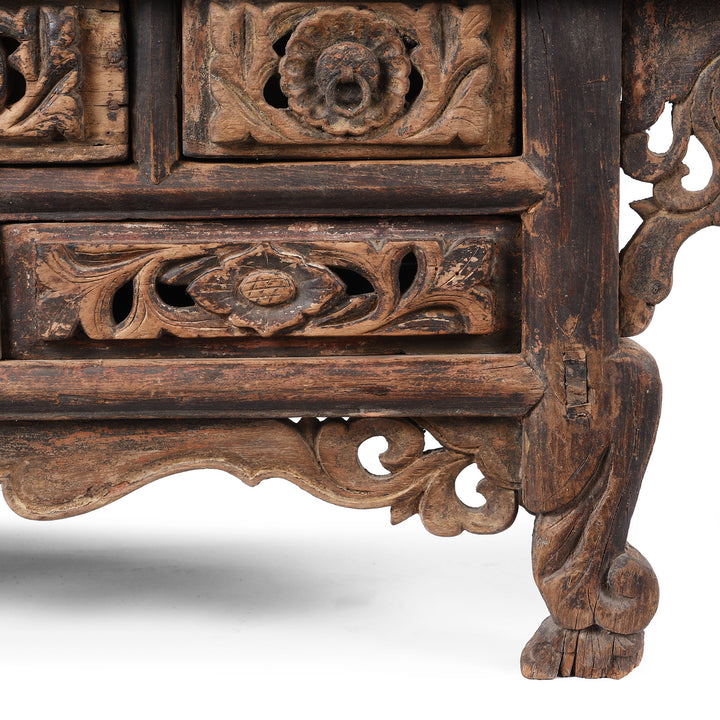 Carved Leg Detail From Antique Chinese Kang Table From Shanxi | Indigo Antiques