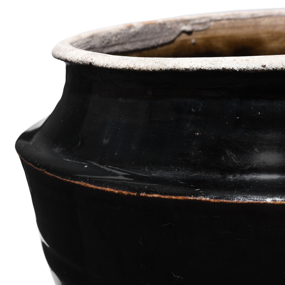 Rim Detail From Antique Storage Jar With Black Glaze From Shanxi | Indigo Antiques