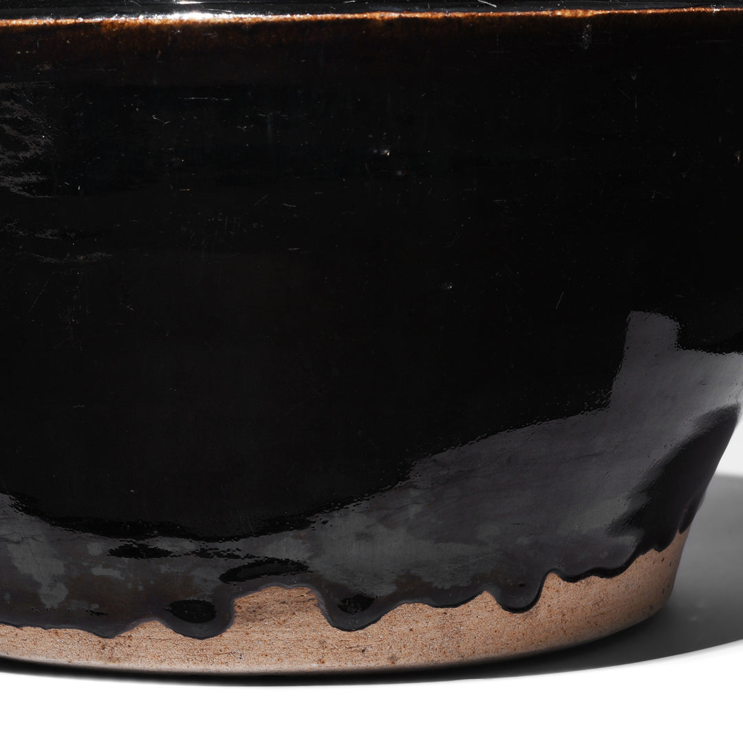 Drip Glaze Detail From Antique Storage Jar With Black Glaze From Shanxi | Indigo Antiques
