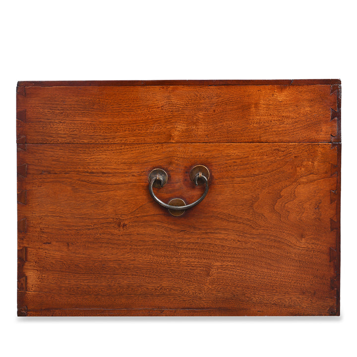 Side View Showing Handle On Antique Chinese Camphor Chest From Tianjin | Indigo Antiques