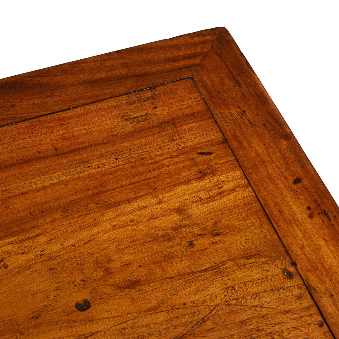 Corner Detail From Nineteenth Century Tianjin Camphor Wood Sideboard With Removable Panels And Three Drawers | Indigo Antiques