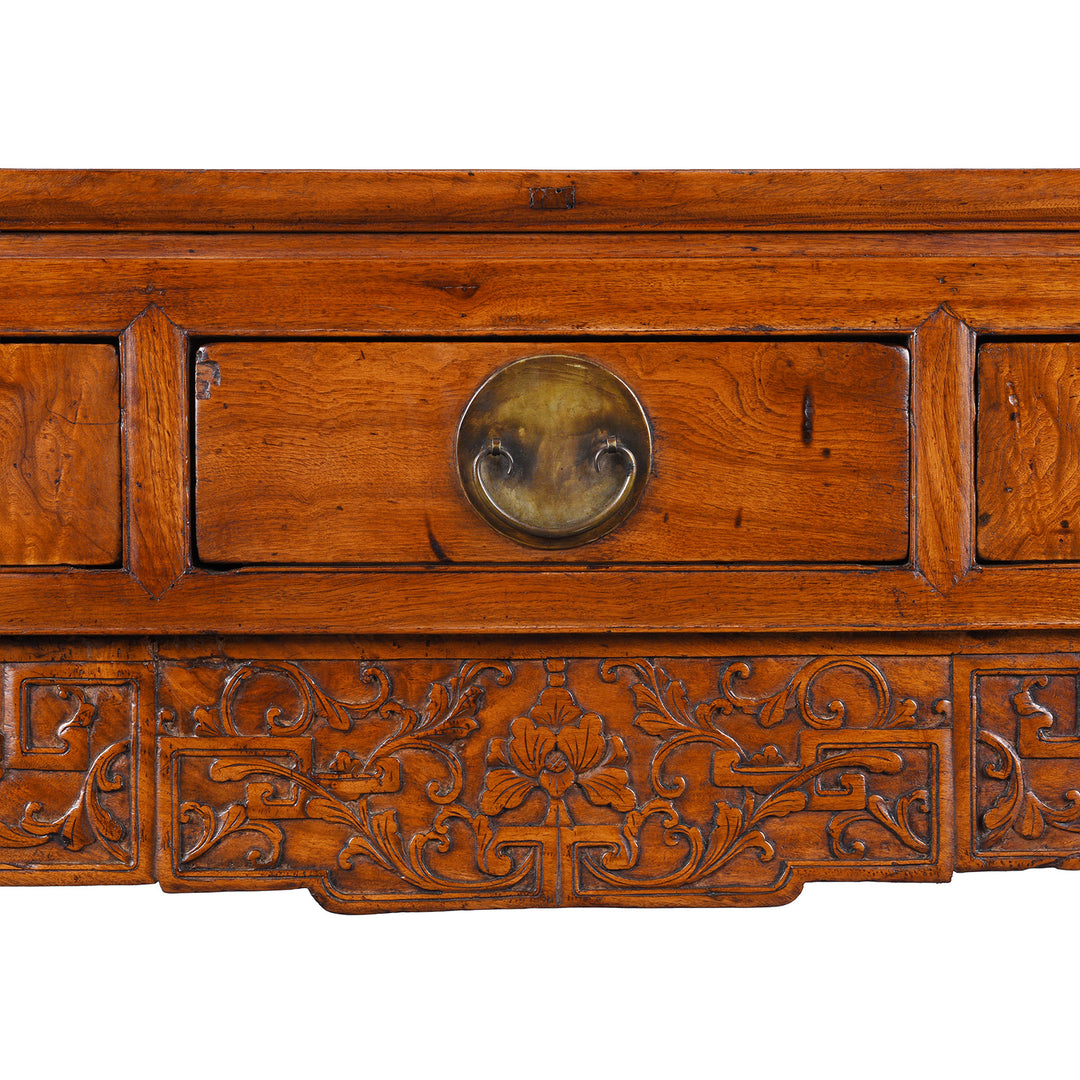 Drawer Detail From Antique Chinese Tianjin Sideboard Made From Burr Camphor