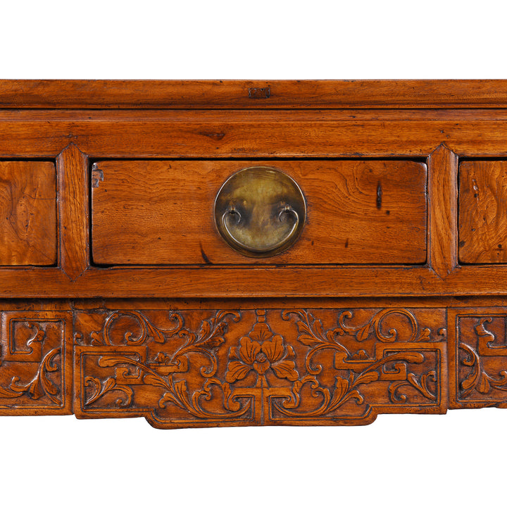 Drawer Detail From Antique Chinese Tianjin Sideboard Made From Burr Camphor