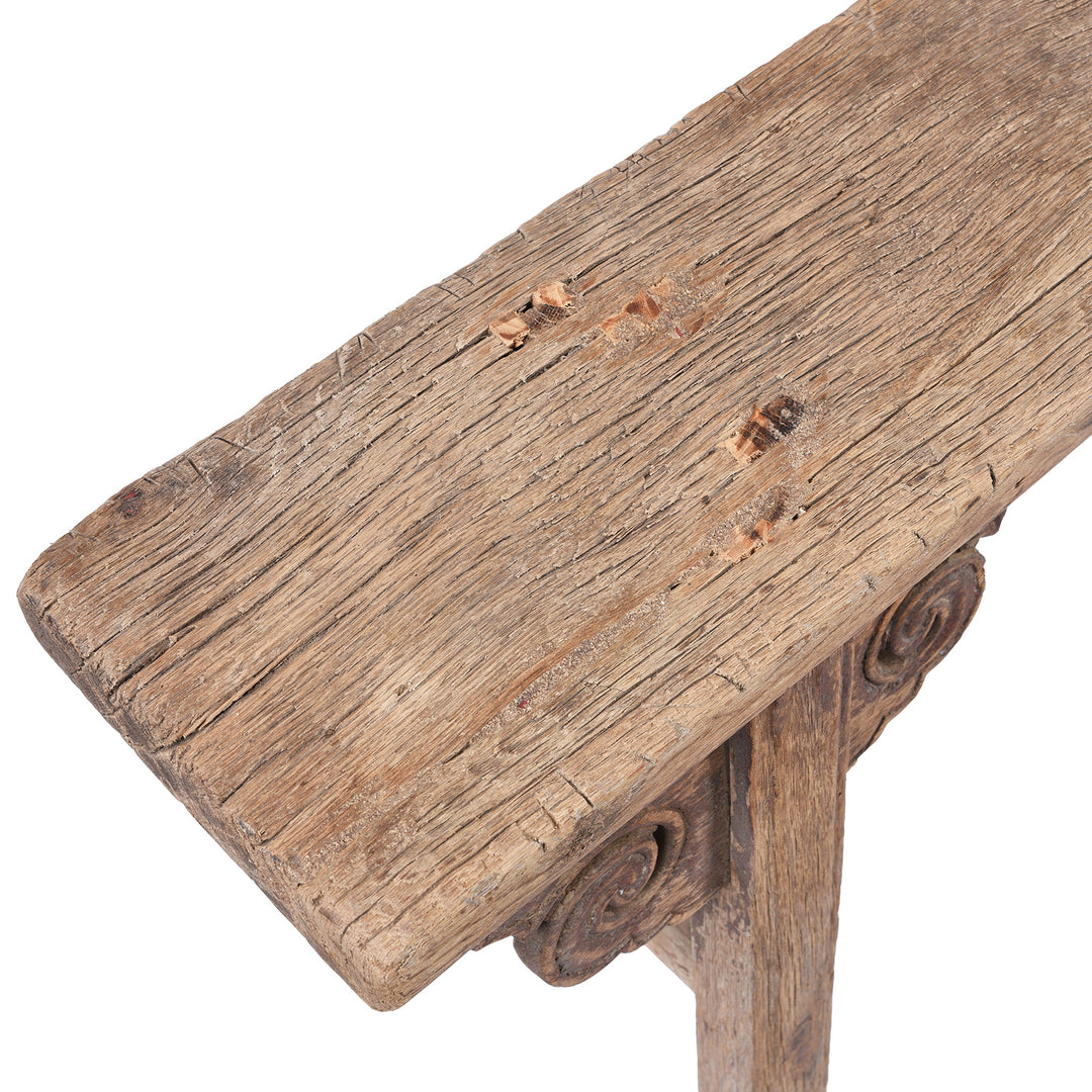 Surface Detail From Antique Elm Chinese Spring Bench From Shanxi Province | Indigo Antiques  