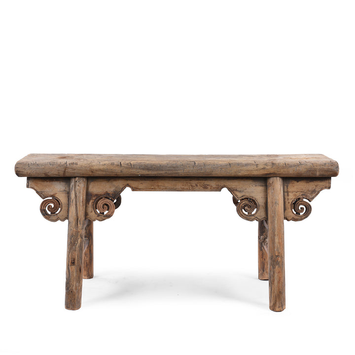 Back Of Antique Spring Bench From Shanxi | Indigo Antiques