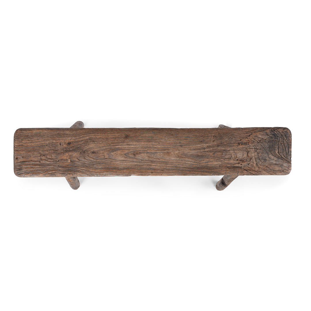 Top Down VIew  Of Antique Chinese Elm Spring Bench | Indigo Antiques