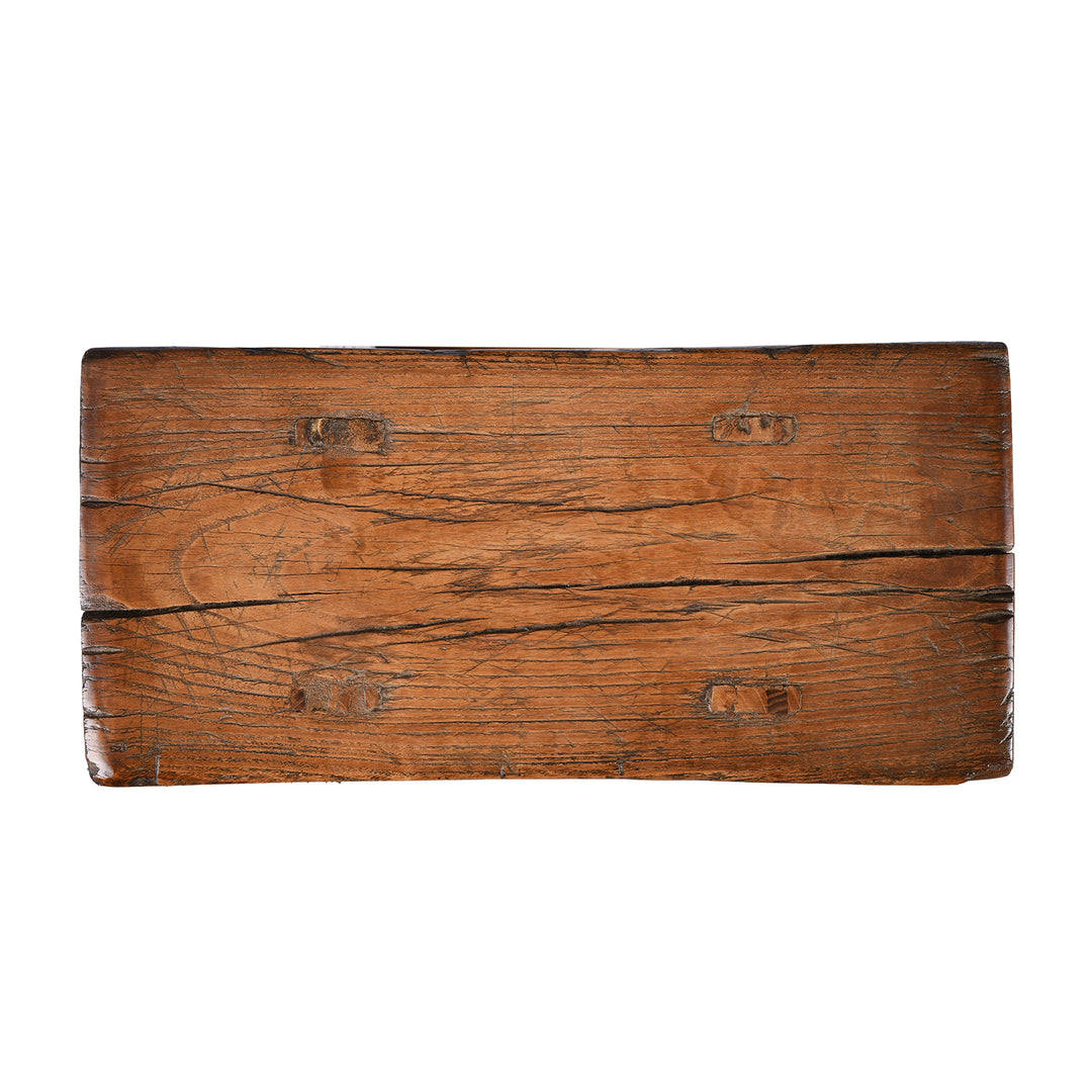 Top Down View of Antique Elm Saddle Stool from Shanxi | Indigo Antiques
