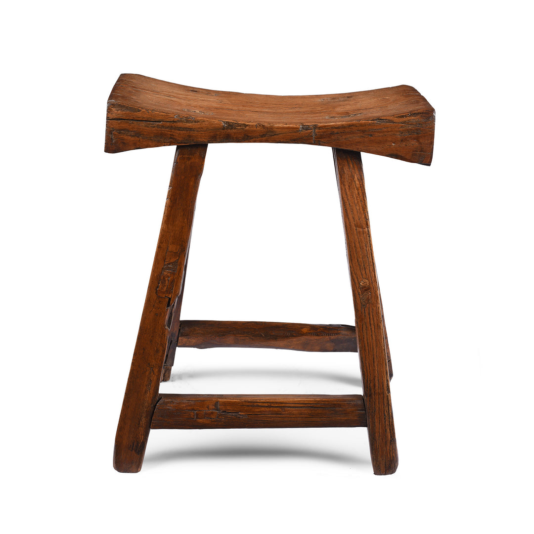 Antique Elm Saddle Stool from Shanxi | Indigo Antiques