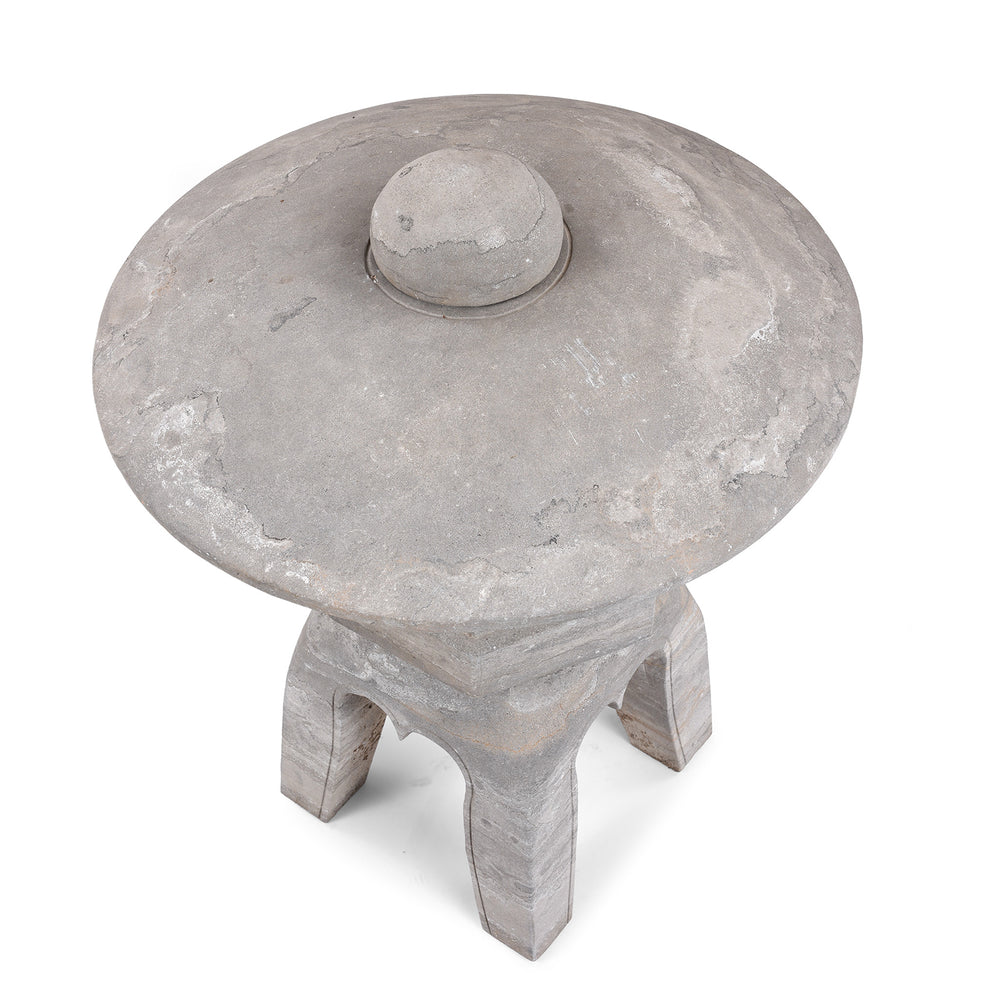 Top Down View Of Japanese Style Carved Stone Snow Lantern | Indigo Antiques