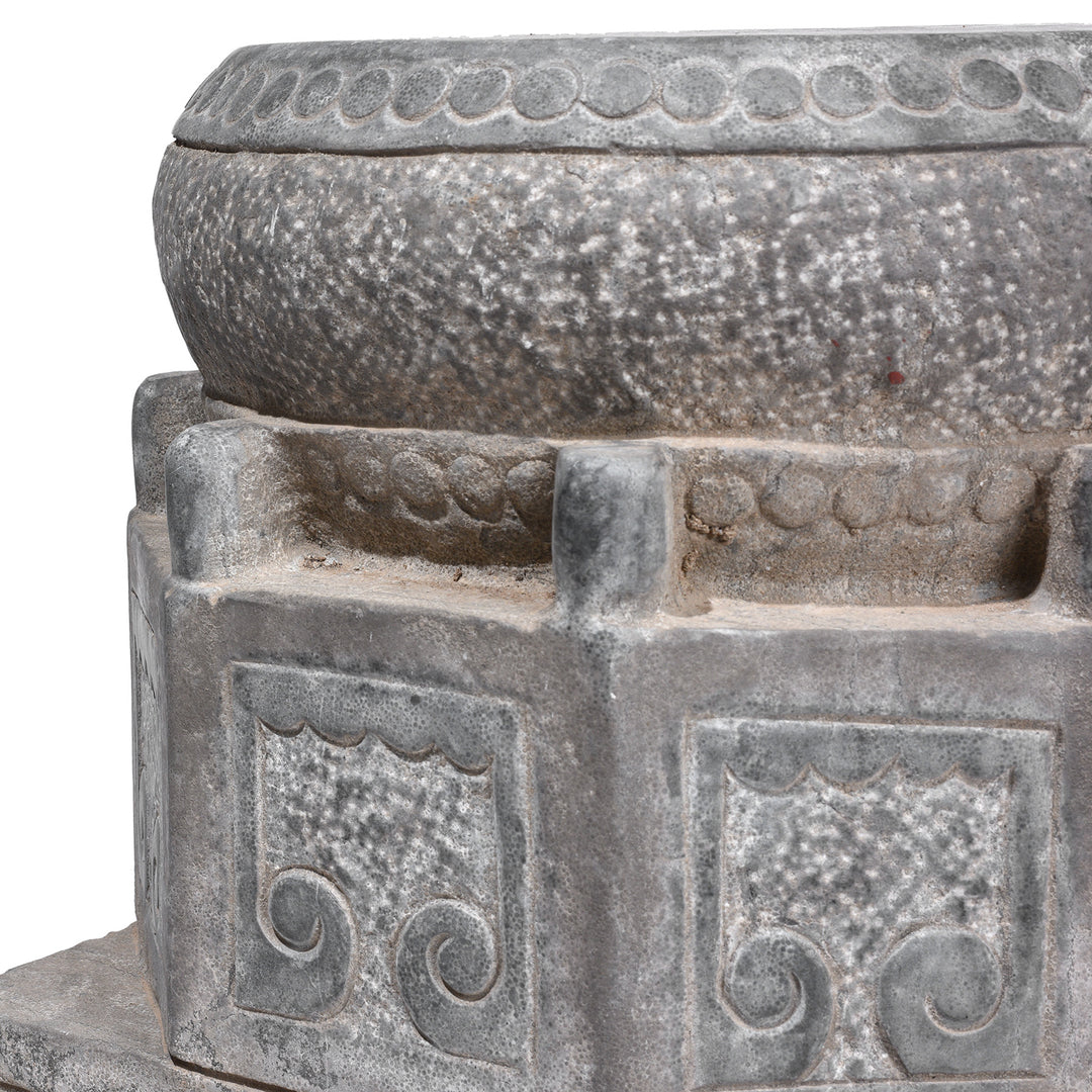Carving Detail From CarvedChinese Blackstone Pillar Base Stand | Indigo Antiques
