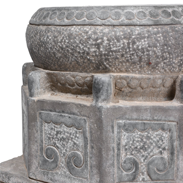 Carving Detail From CarvedChinese Blackstone Pillar Base Stand | Indigo Antiques