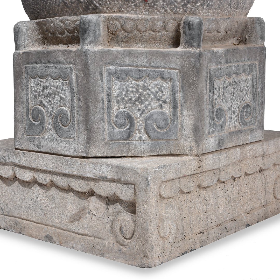 Carving Detail From CarvedChinese Blackstone Pillar Base Stand | Indigo Antiques