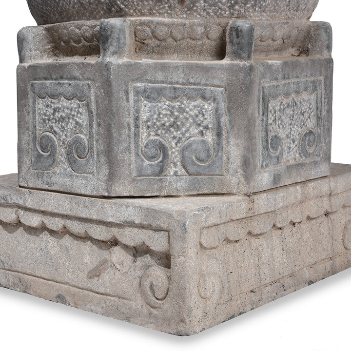 Carving Detail From CarvedChinese Blackstone Pillar Base Stand | Indigo Antiques