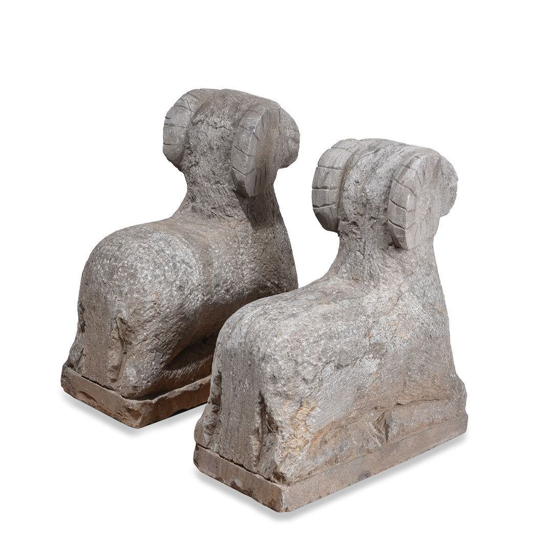 Rear View Of Hand Carved Granite Ram Sculpture From Hebei Province China