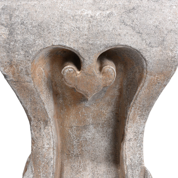 Carving Detail From Hand-Carved Stone Chinese Side Table with Bracket Legs 