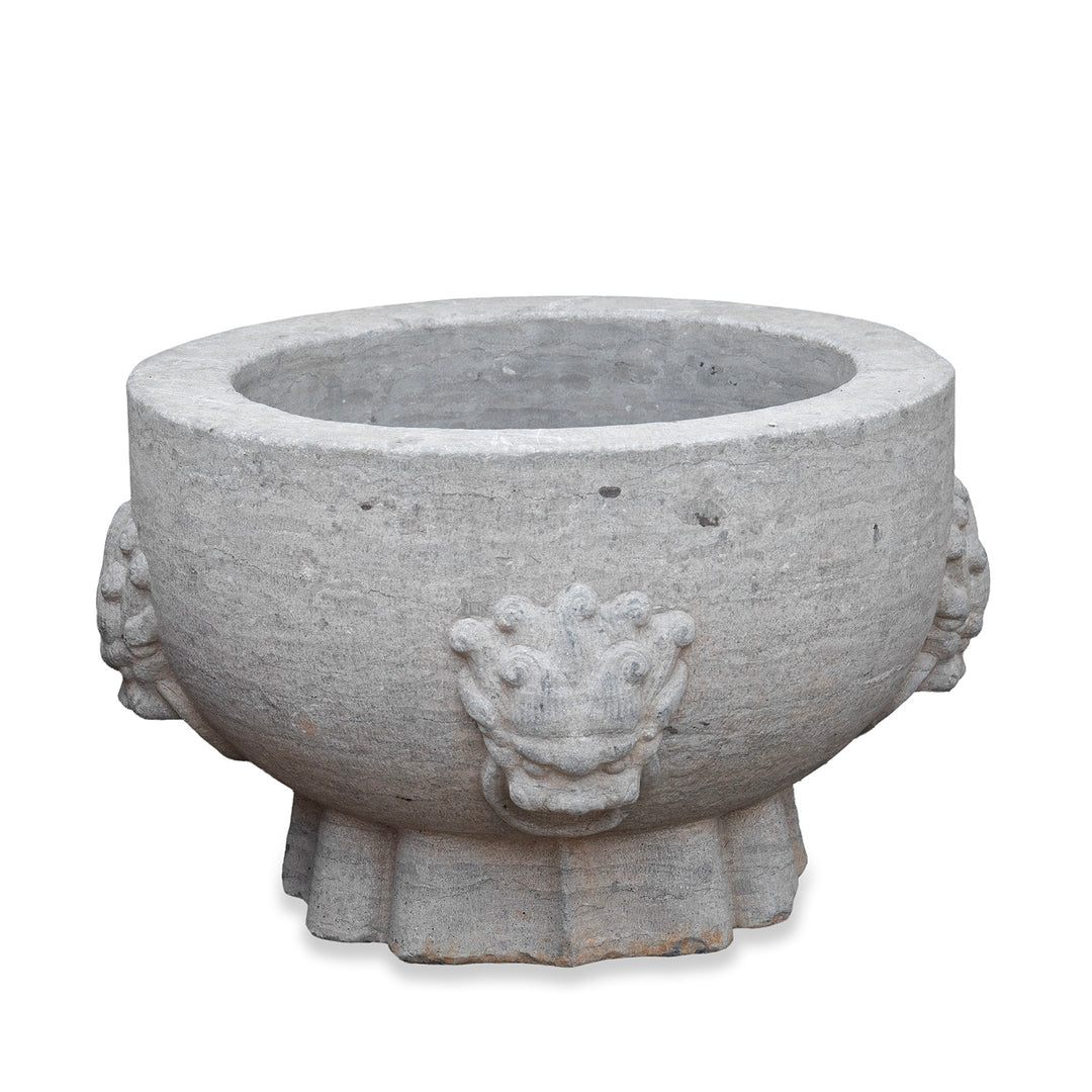 Carved Stone Chinese Planter 