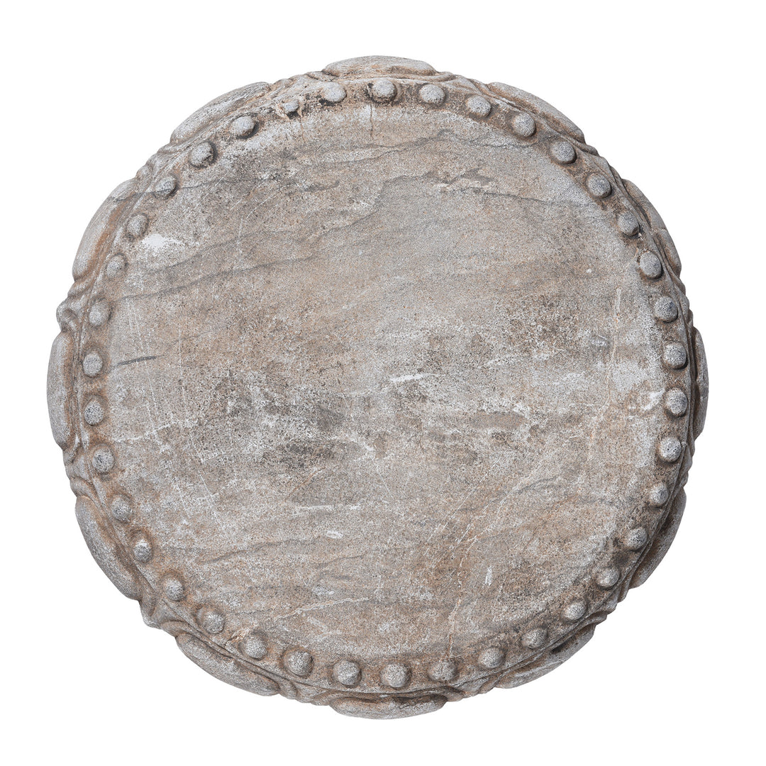 Top Down View Of Hand-Carved Stone Chinese Plant Stand with Animal Reliefs