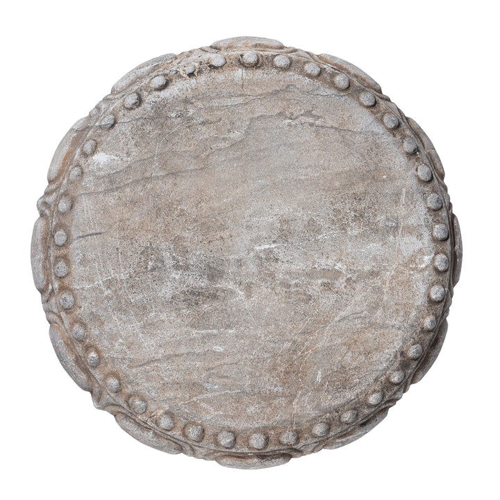 Top Down View Of Hand-Carved Stone Chinese Plant Stand with Animal Reliefs