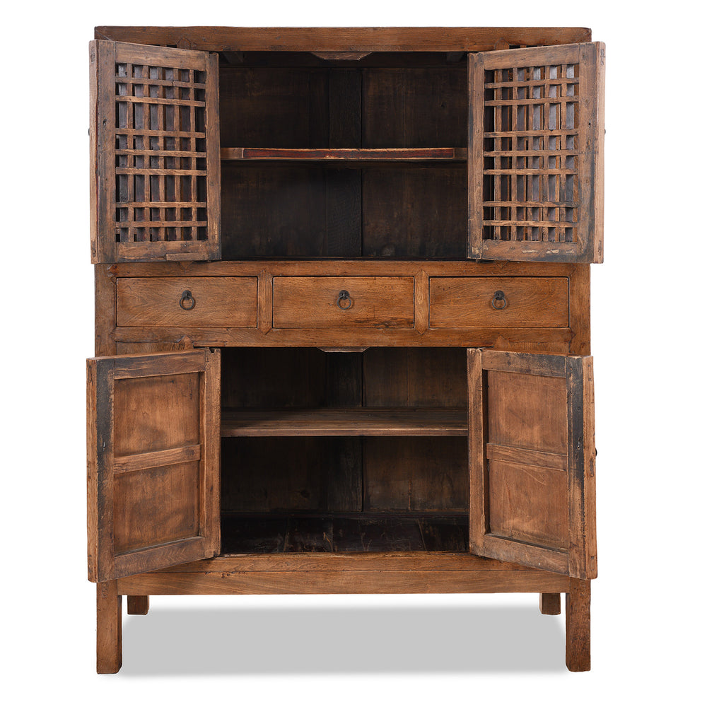 Interior View Of Antique Elm Kitchen Cabinet From Hebei | Indigo Antiques