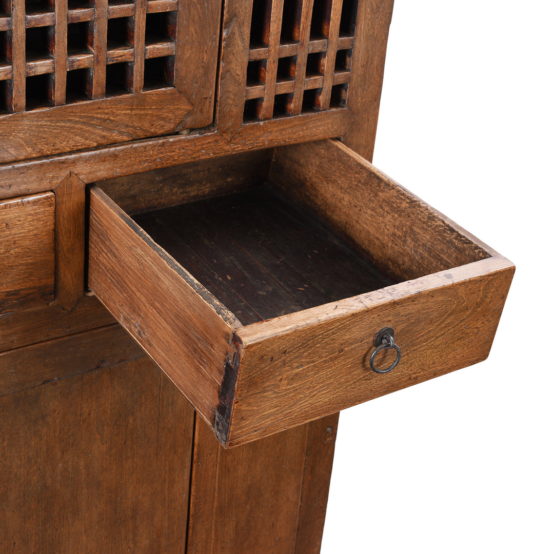 Drawer Detail From Antique Elm Kitchen Cabinet From Hebei | Indigo Antiques