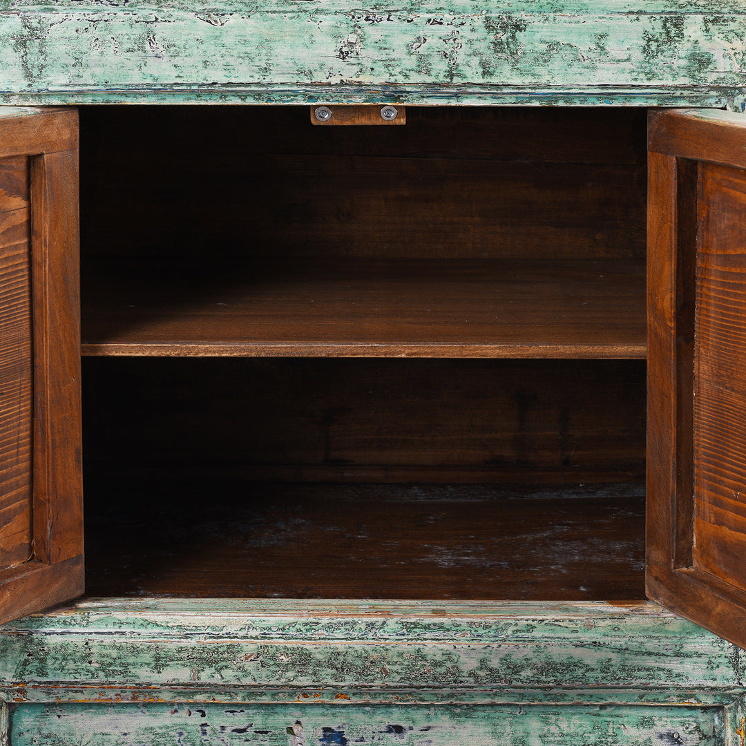 Interior Detail From Vintage Mint Painted Sideboard From Shanxi | Indigo Antiques