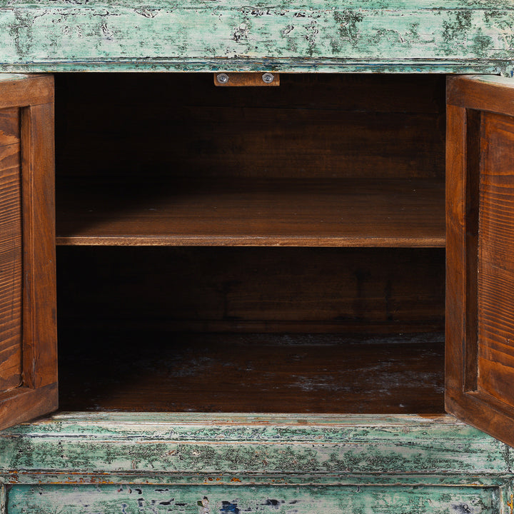 Interior Detail From Vintage Mint Painted Sideboard From Shanxi | Indigo Antiques