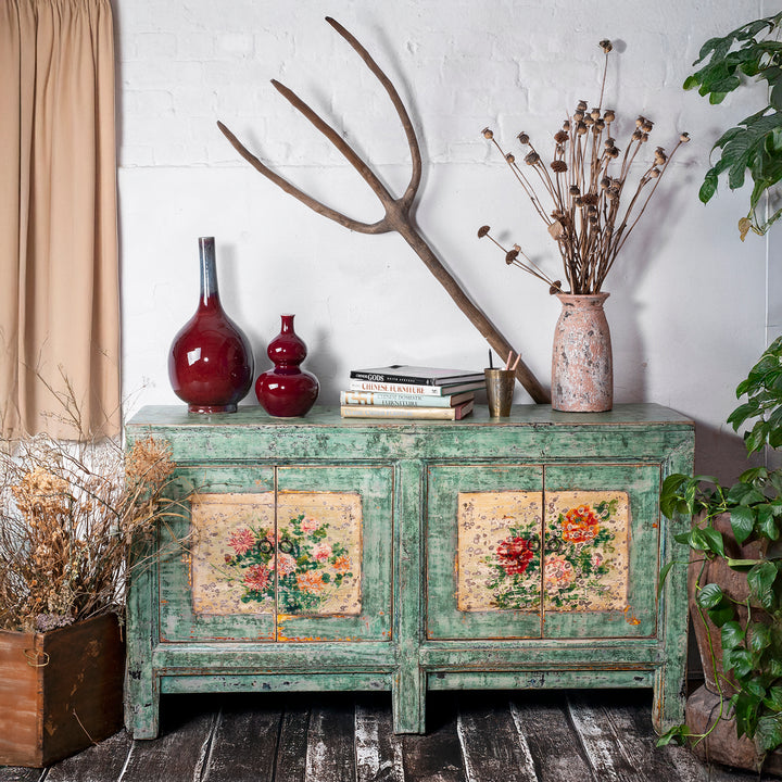 Vintage Mint Painted Sideboard From Shanxi | Indigo Antiques