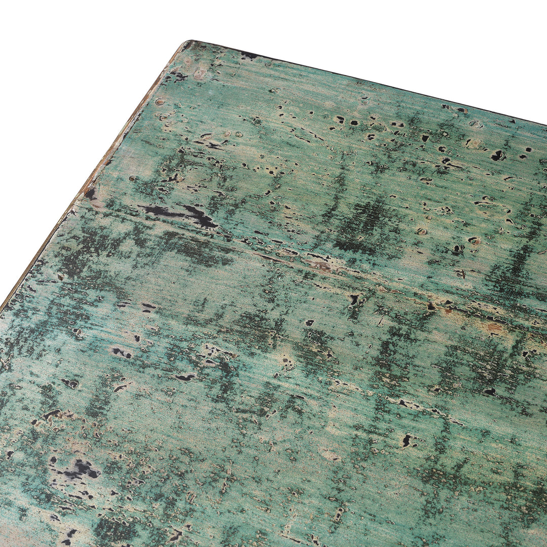 Top Corner Detail From Vintage Green Lacquer Chinese Sideboard | Indigo Antiques