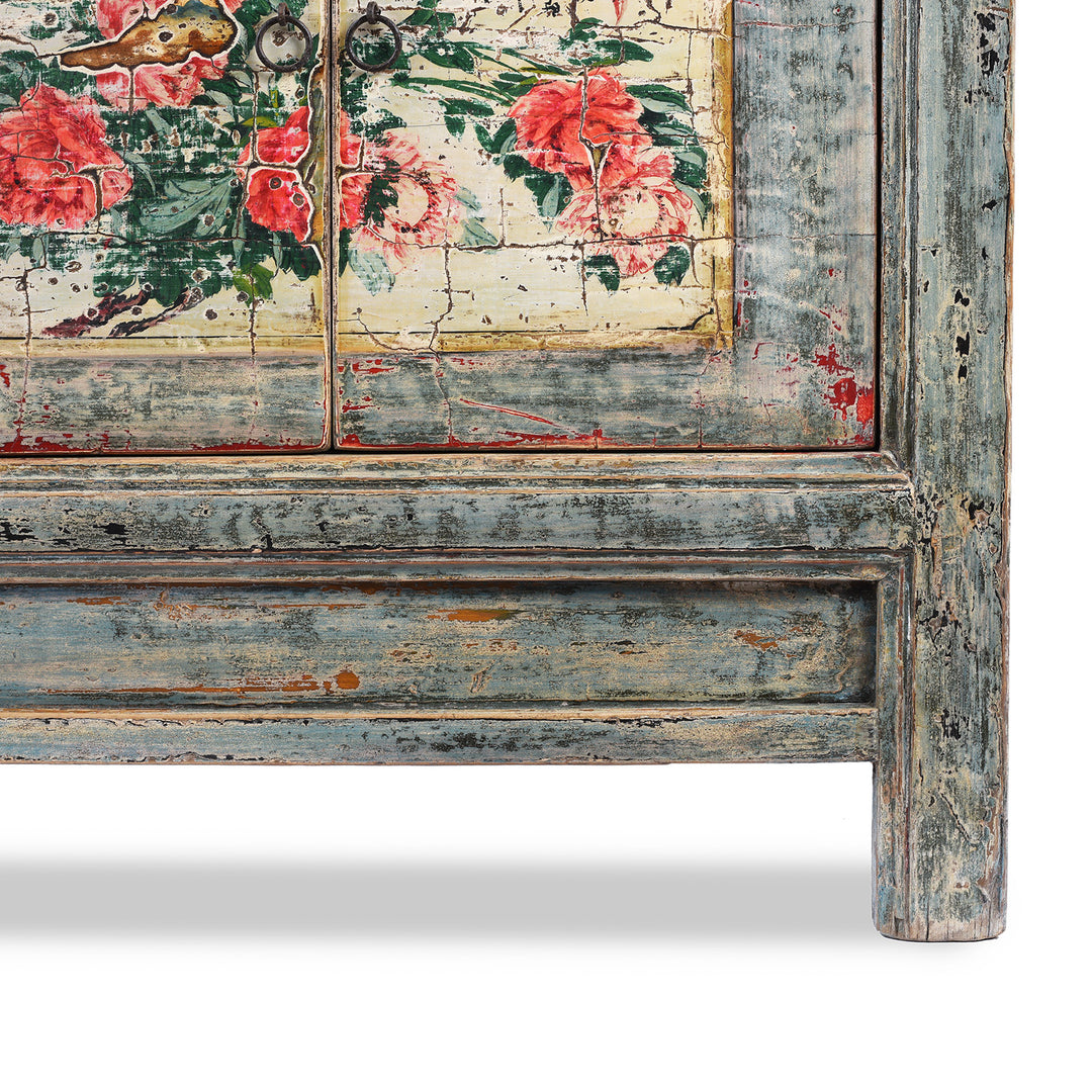 Leg Detail From Antique Painted Shanxi Sideboard - Ca 1920 | Indigo Antiques