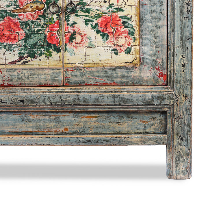 Leg Detail From Antique Painted Shanxi Sideboard - Ca 1920 | Indigo Antiques