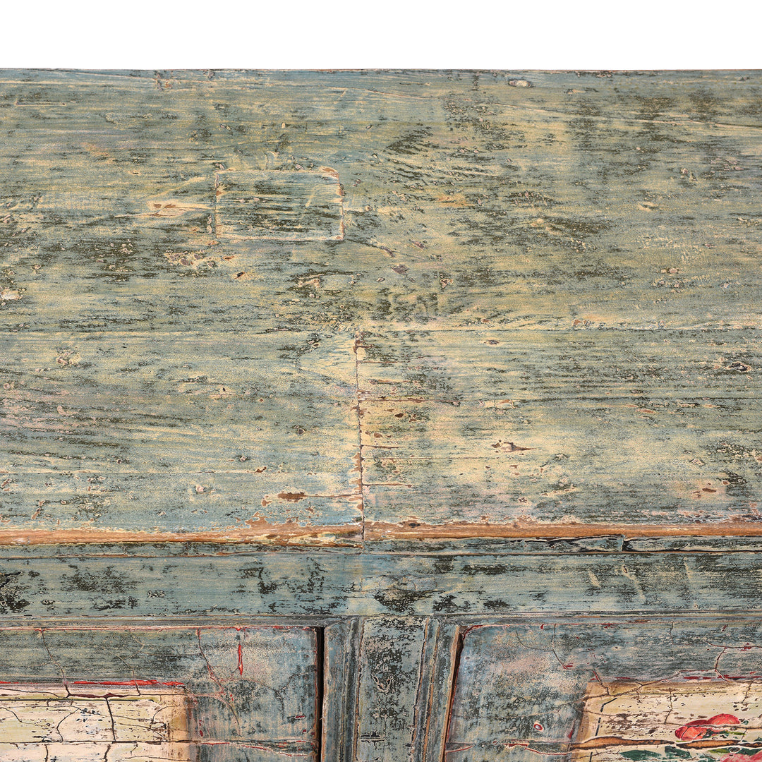 Surface Detail From Antique Painted Shanxi Sideboard - Ca 1920 | Indigo Antiques