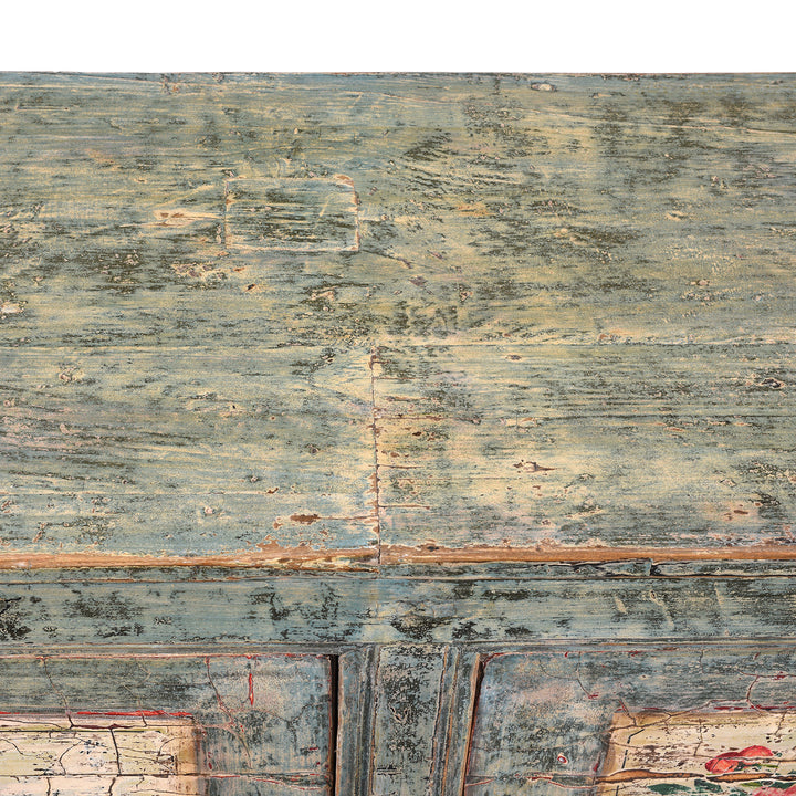 Surface Detail From Antique Painted Shanxi Sideboard - Ca 1920 | Indigo Antiques