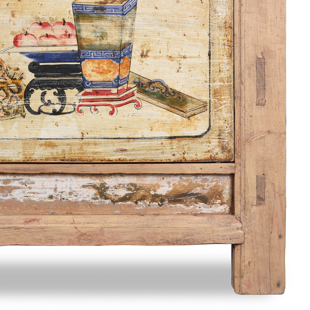 Leg Detail From Antique Pale Painted Sideboard From Shanxi | Indigo Antiques