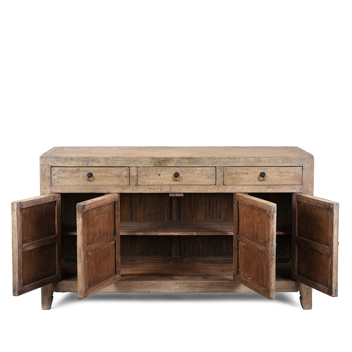 Interior Of Bleached Elm Dongbei Sideboard With Four Drawers And Four Panelled Cupboard Doors Circa 1940