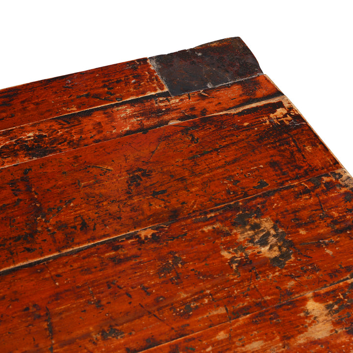 Detail From Surface Of Antique Qinghai Painted Chinese Sideboard With Fruit In Baskets Flower Vases And Central Go Scene