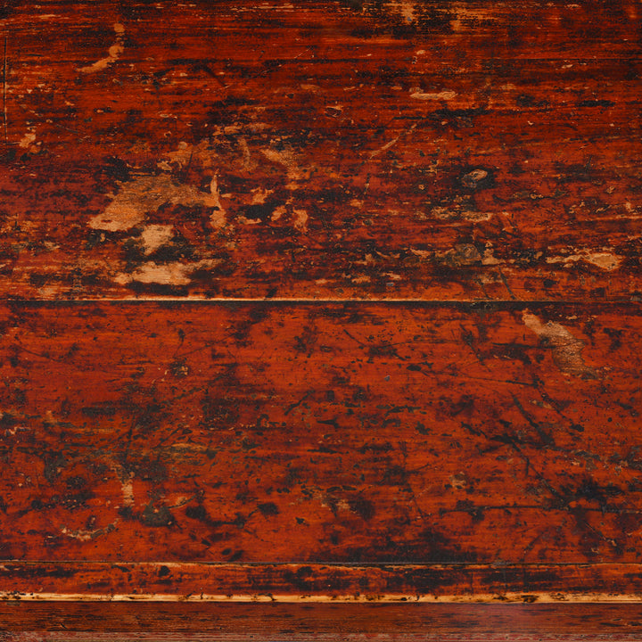 Detail From The Surface Of Antique Qinghai Painted Chinese Sideboard With Fruit In Baskets Flower Vases And Central Go Scene