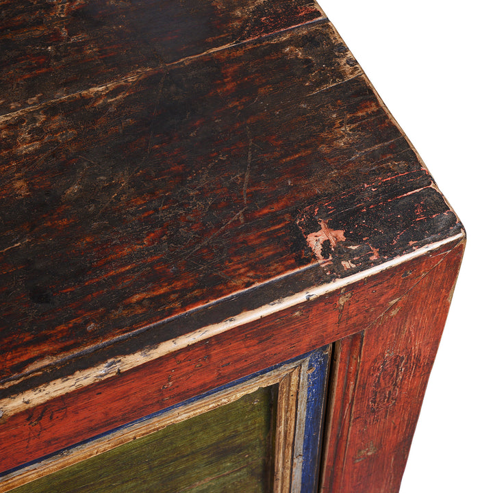 Detail From 19th Century Qinghai Painted Three Door Sideboard With Scholarly Motifs And Original Grain Store Form | Indigo Antiques